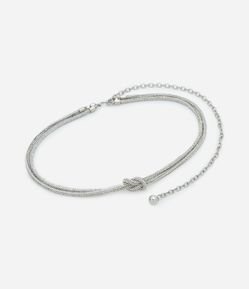 Cinto Estreito em Metal com Strass e Nó