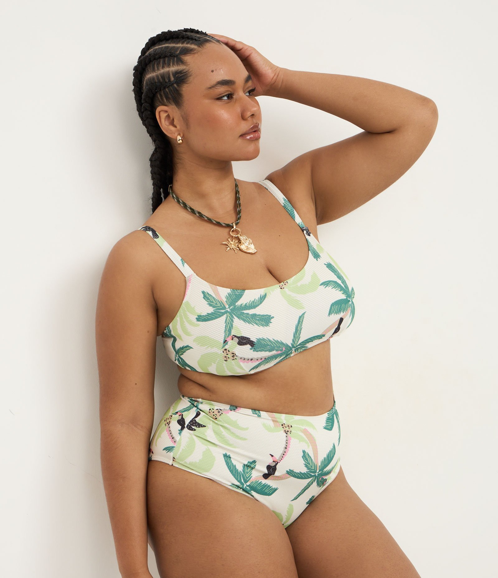 Biquíni Top com Estampa Tropical Curve & Plus Size Off White 2