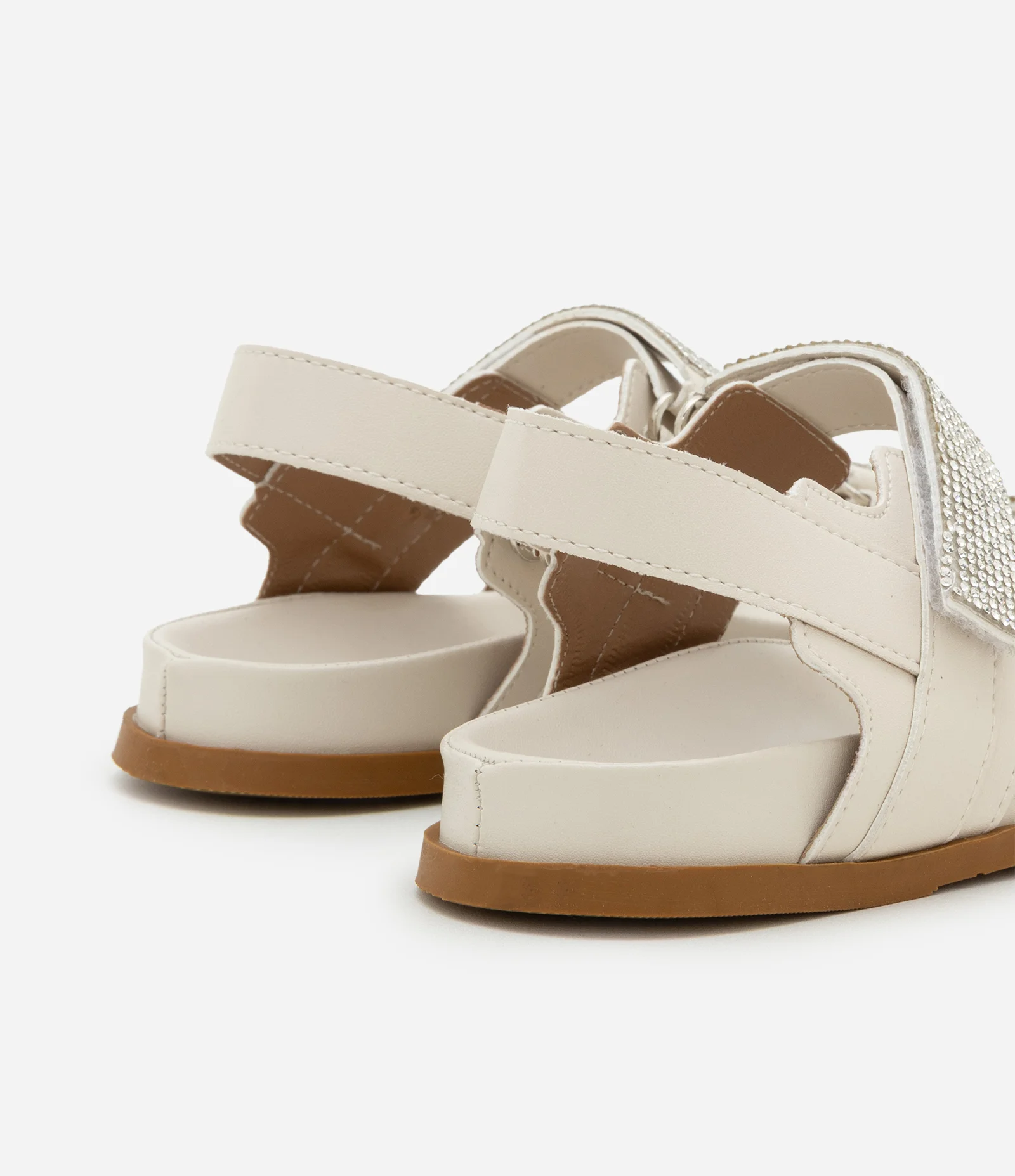 Sandália Infantil com Tiras de Velcro e Brilhos - Tam 28 ao 34 Off White 2