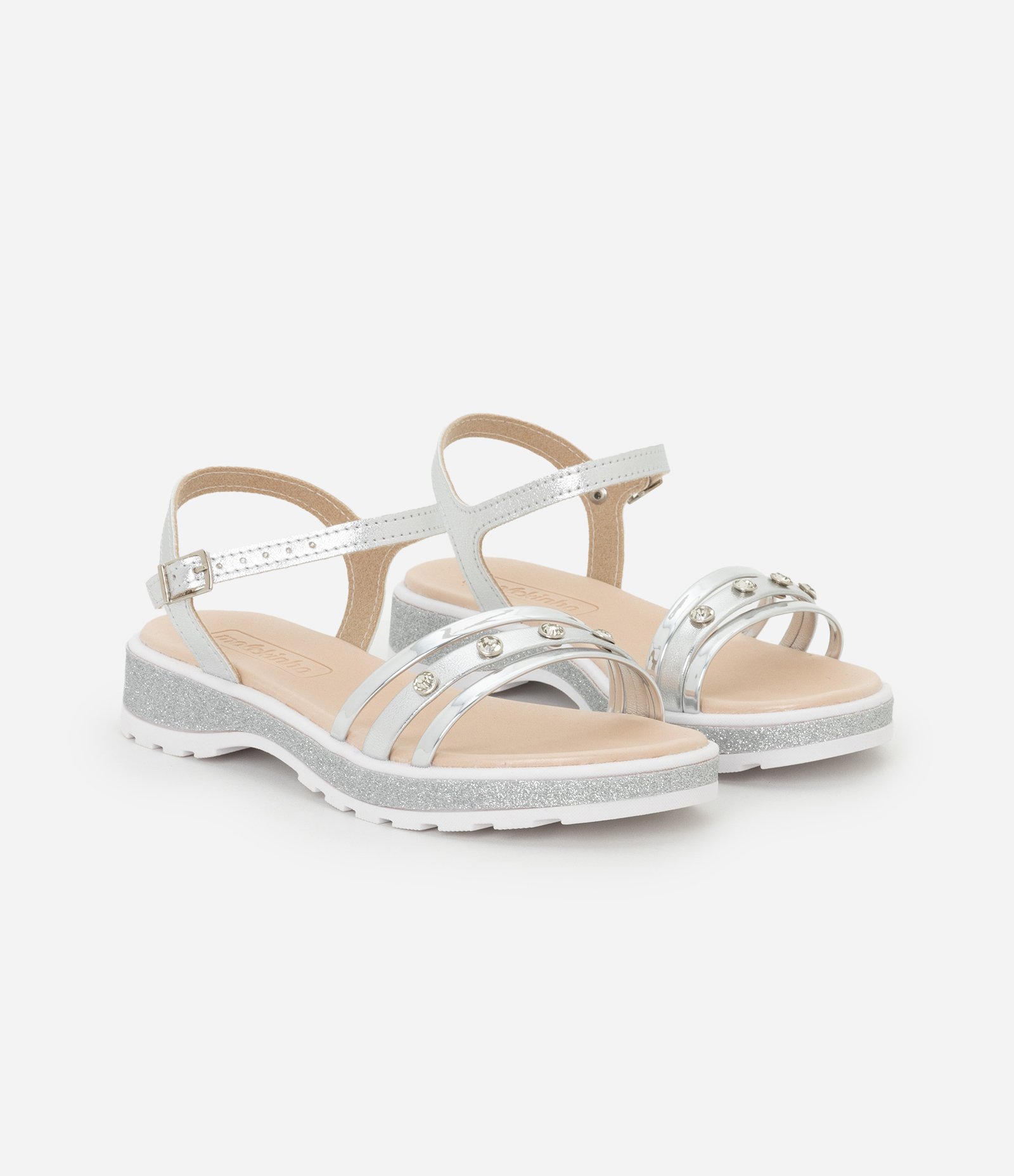 Sandália Infantil com Glitter e Pedras - Tam 26 ao 34 Prata 1