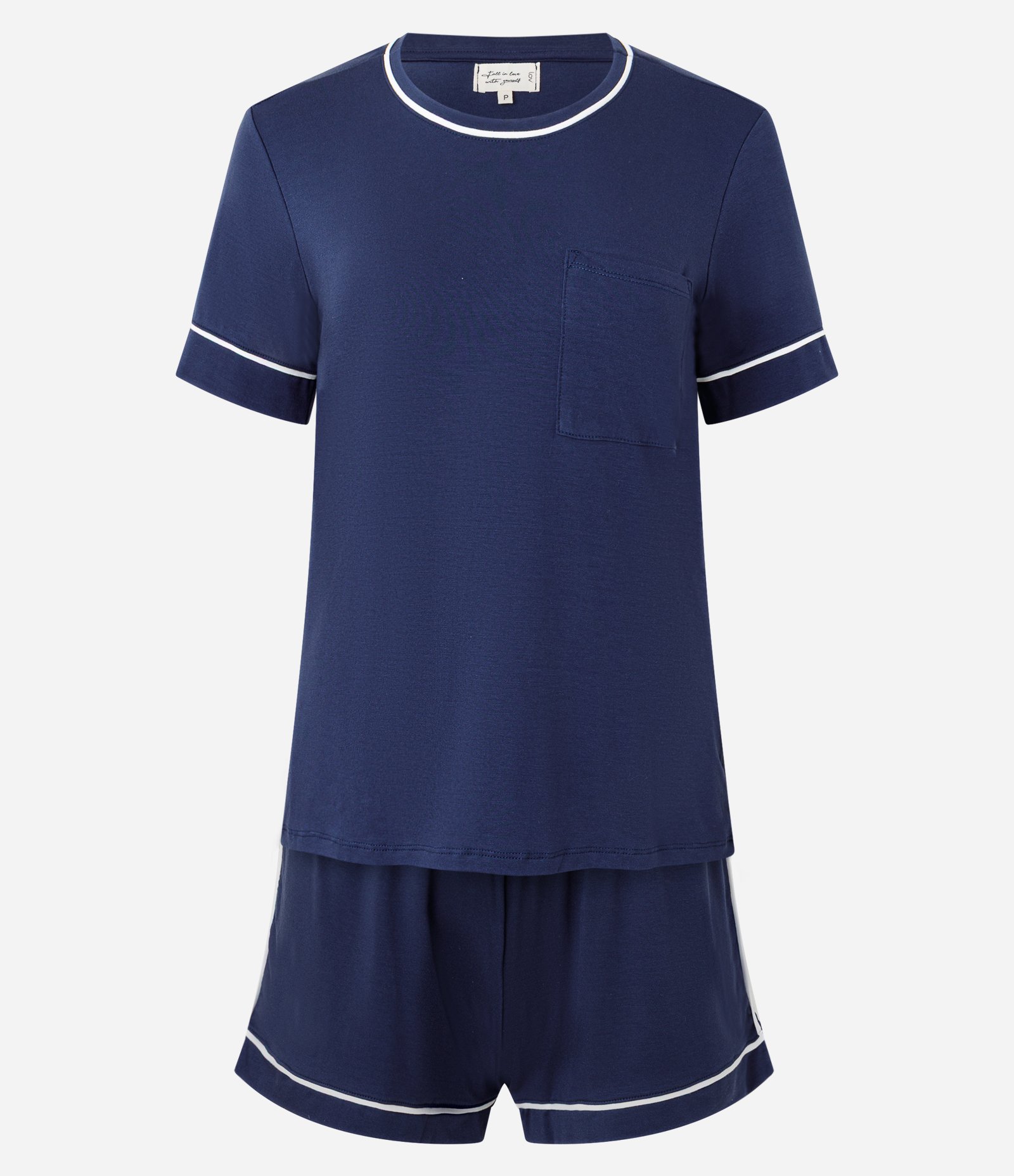 Pijama Short Doll em Viscolycra com Detalhes Contrastantes Azul 3