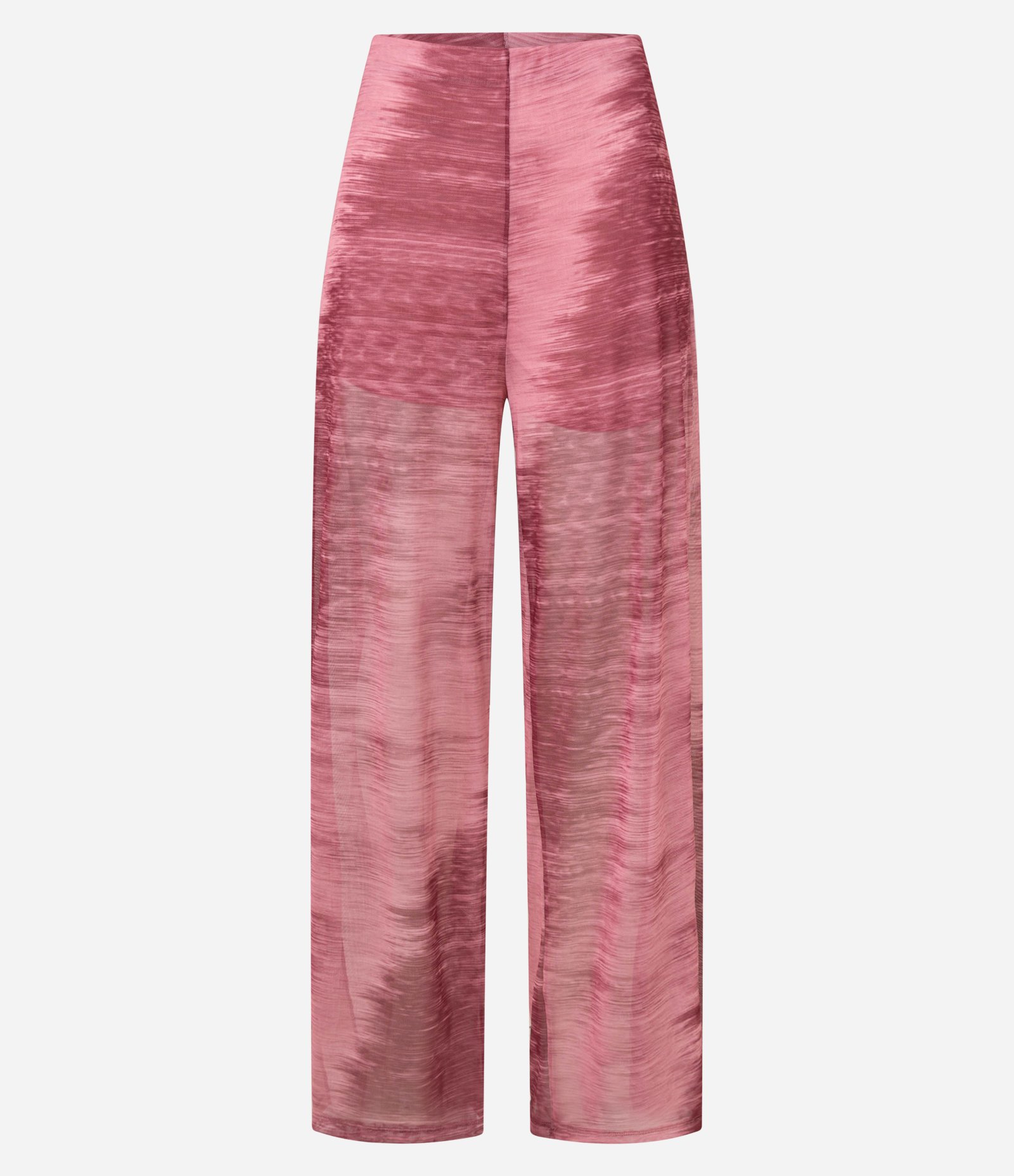 Calça Reta em Tule com Cintura Alta e Estampa Abstrata Rosa 5