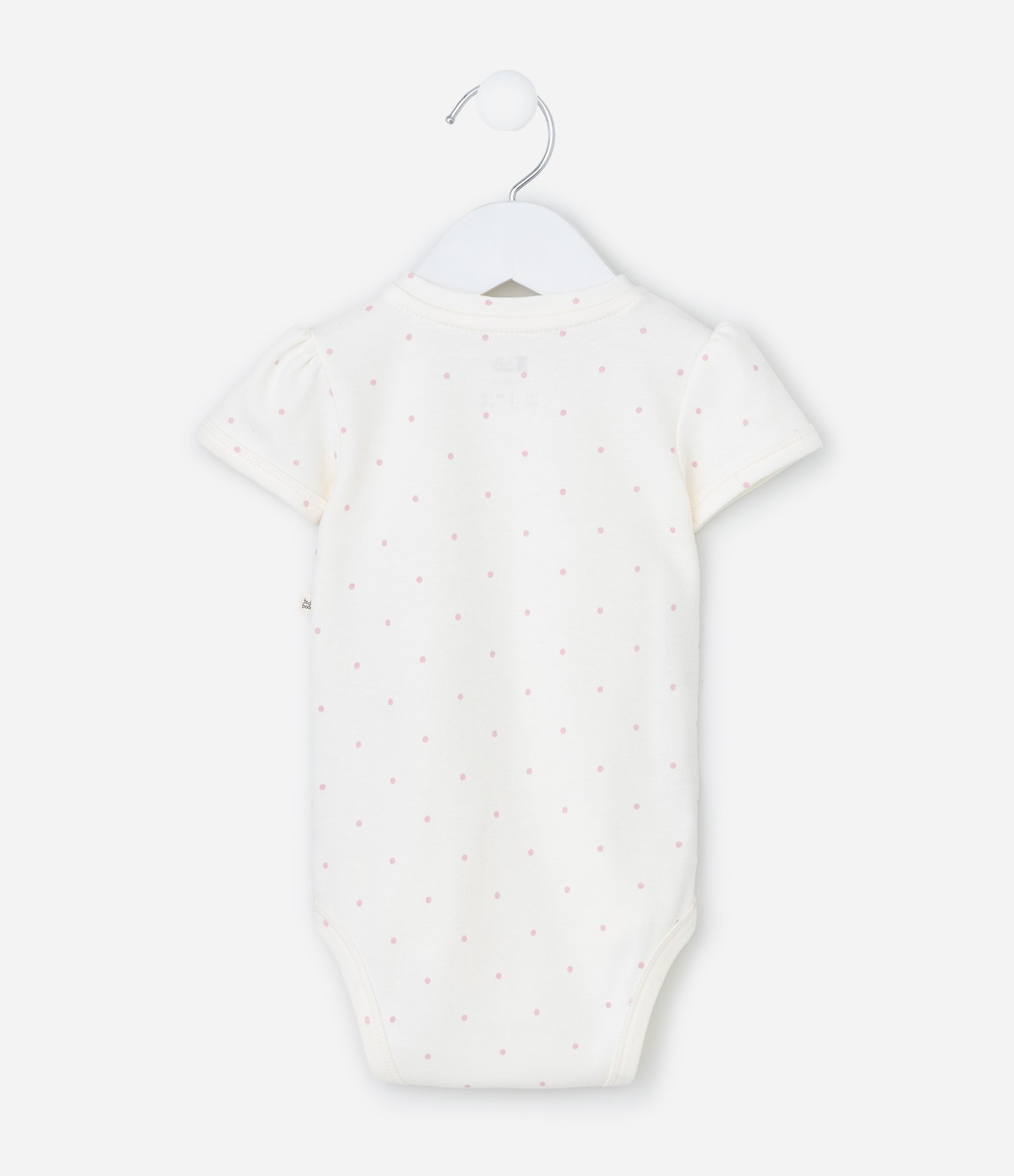 Conjunto Infantil em Suedine com Estampa Poá e Bordado de Ursa - Tam 0 a 18 Meses Branco/Rosa 3