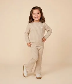 Conjunto Infantil em Efeito Tricô com Coração Bordado – Tam 1 a 6 Anos