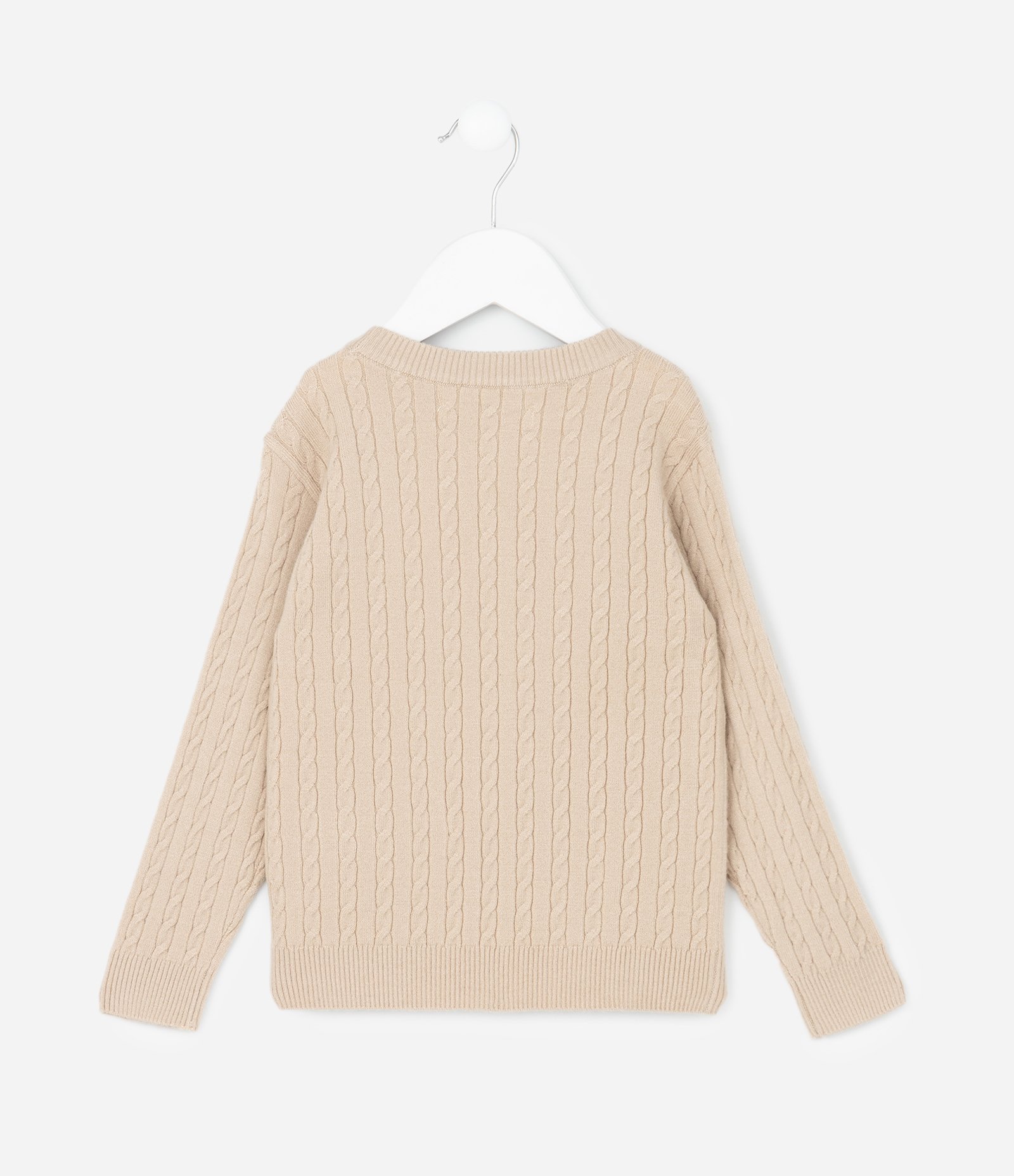 Conjunto Infantil em Efeito Tricô com Coração Bordado – Tam 1 a 5/6 Anos Bege Claro 3