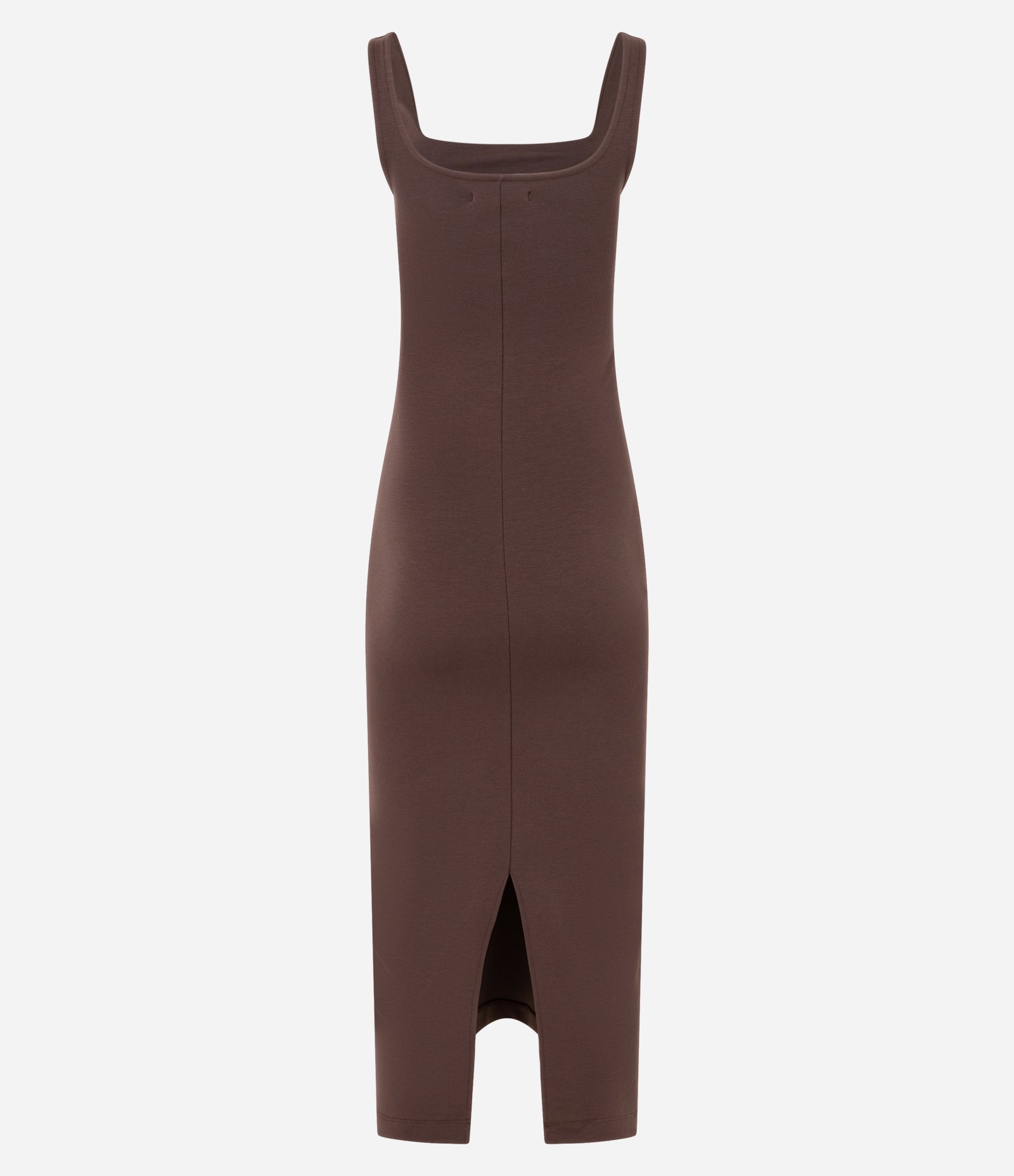 Vestido Midi Regata e Ponto Roma com Decote Quadrado Marrom 7