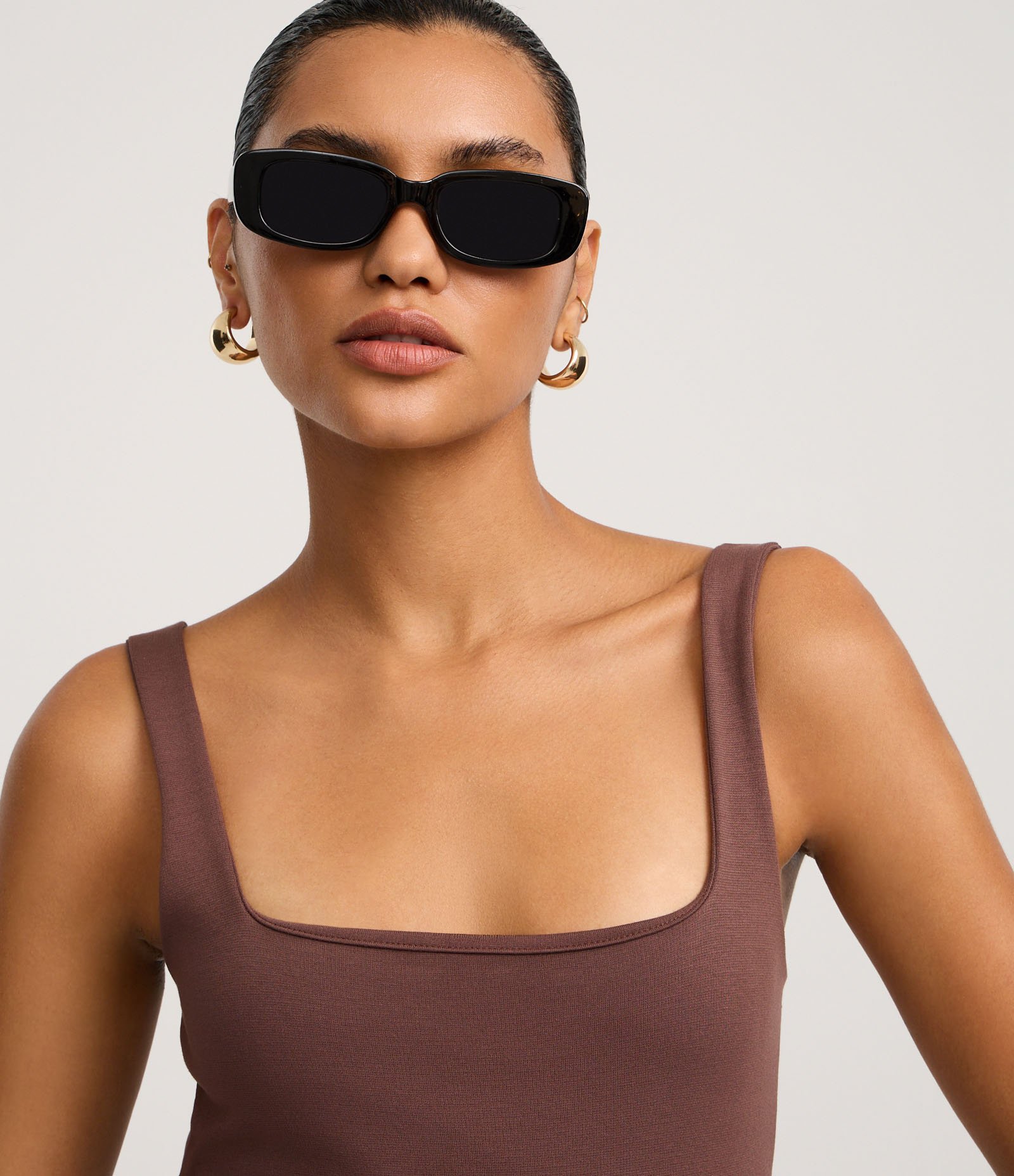 Vestido Midi Regata e Ponto Roma com Decote Quadrado Marrom 3