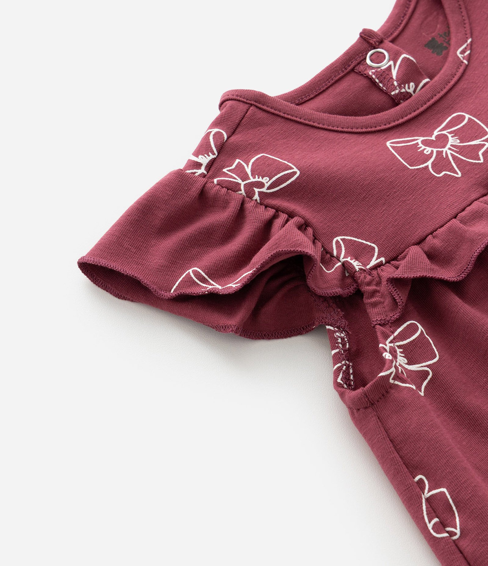 Conjunto Infantil Bata com Bolsinhos e Estampa De Laços – Tam RN A 18 Meses Vinho 11