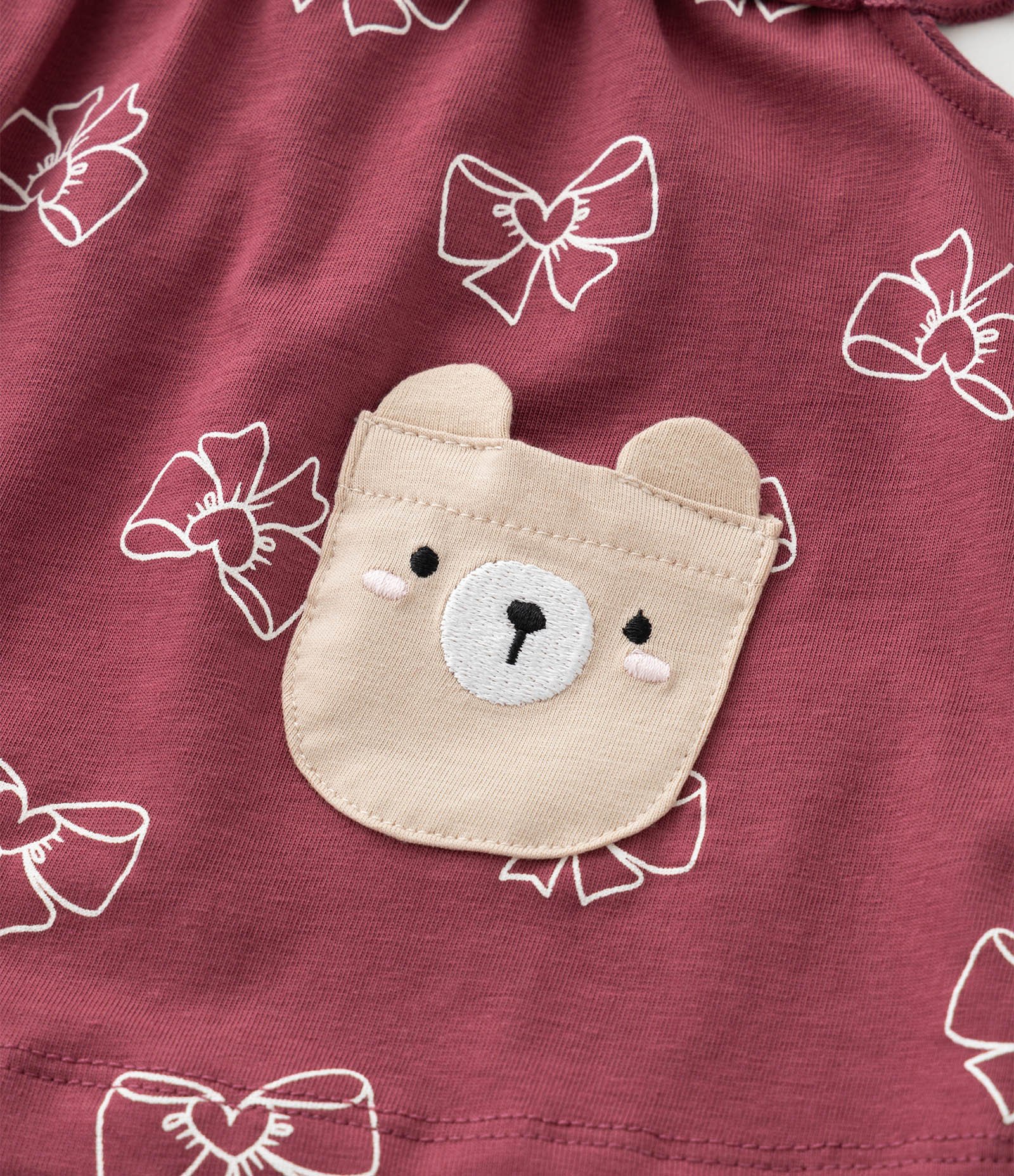 Conjunto Infantil Bata com Bolsinhos e Estampa De Laços – Tam RN A 18 Meses Vinho 12