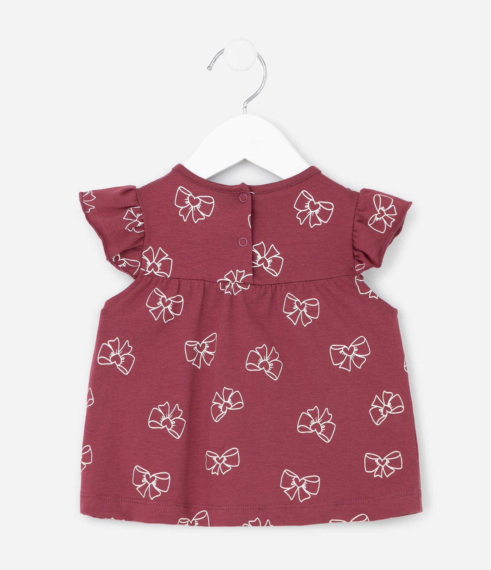 Conjunto Infantil Bata com Bolsinhos e Estampa De Laços – Tam RN A 18 Meses Vinho 3