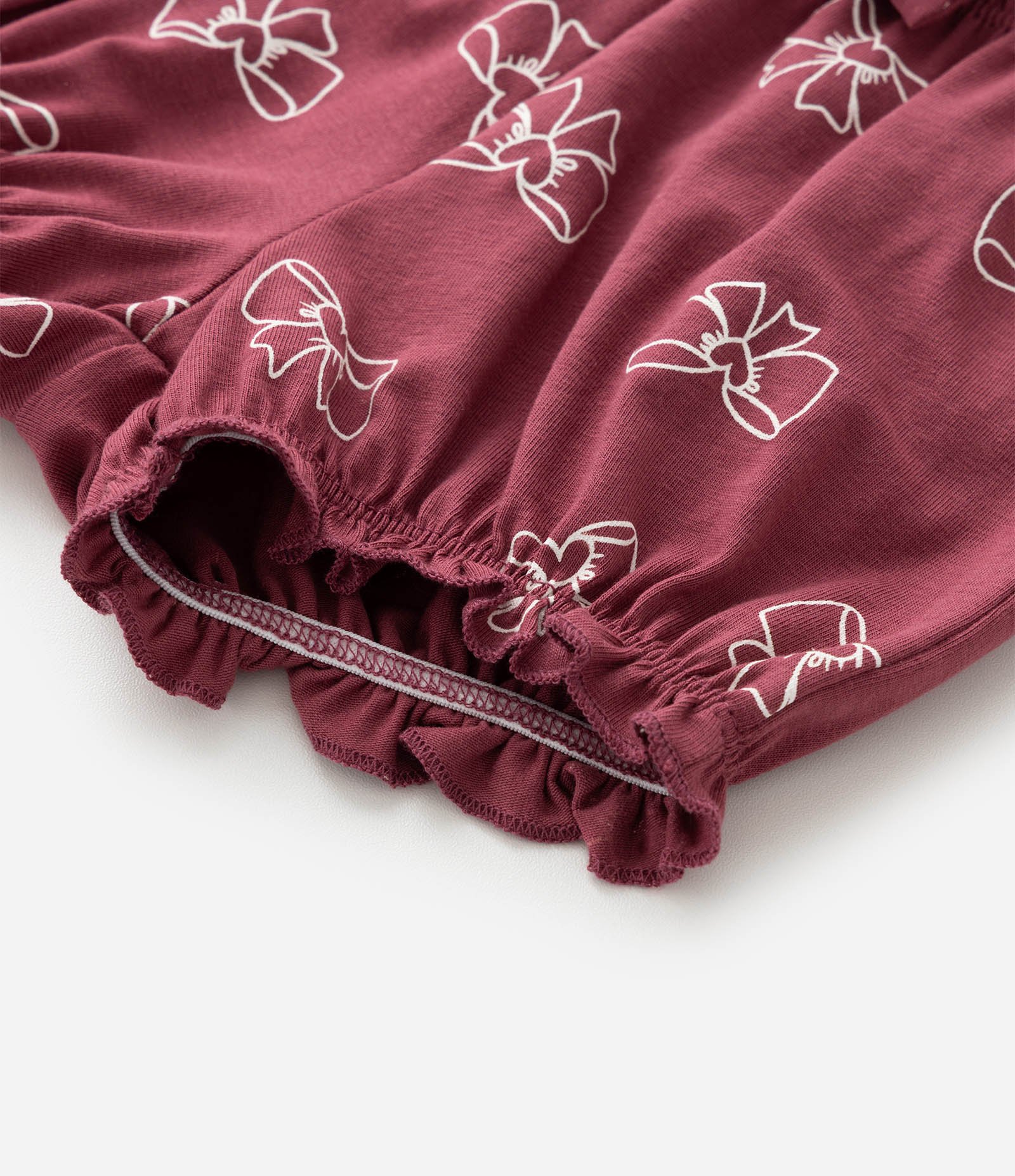 Conjunto Infantil Bata com Bolsinhos e Estampa De Laços – Tam RN A 18 Meses Vinho 6