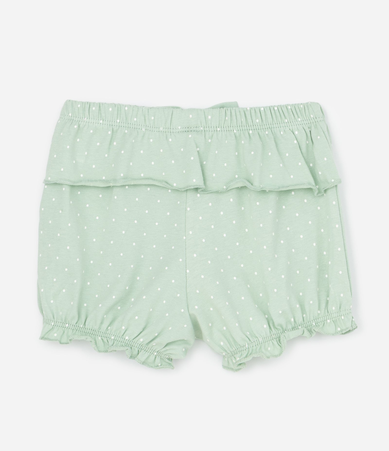 Conjunto Infantil com Bata e Bermuda Estampada e Bordado de Cerejinhas - Tam RN a 18 Meses Verde Pastel 5