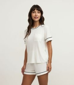 Pijama Short Doll em Viscose com Viés Contrastante