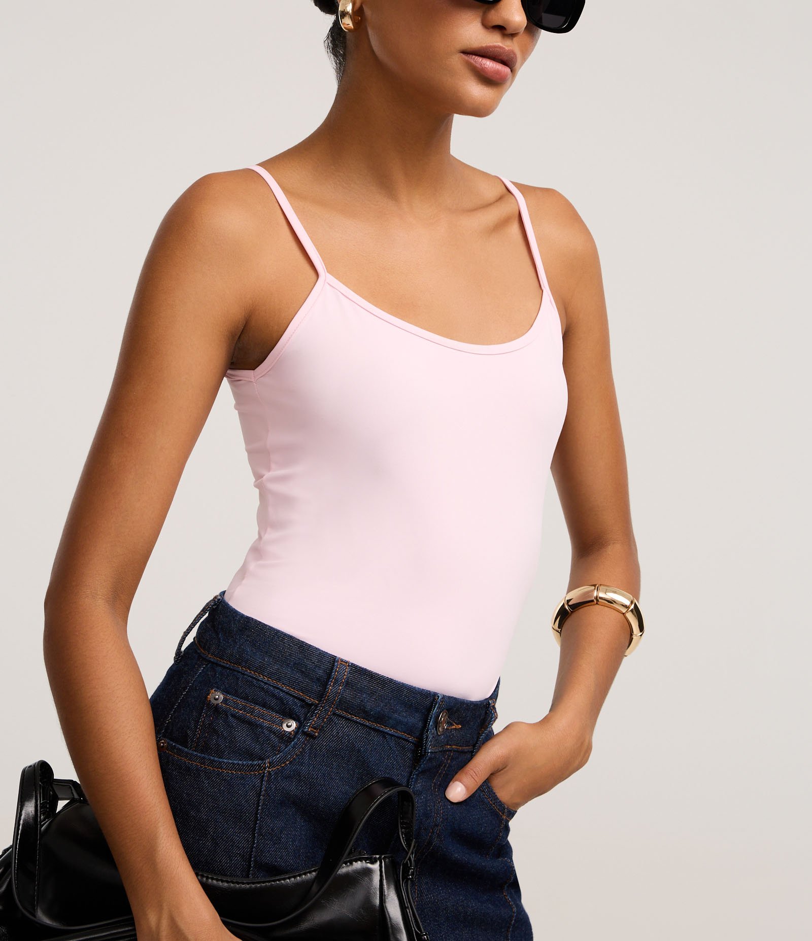 Blusa Básica em Poliamida com Alças Finas Rosa Claro 4
