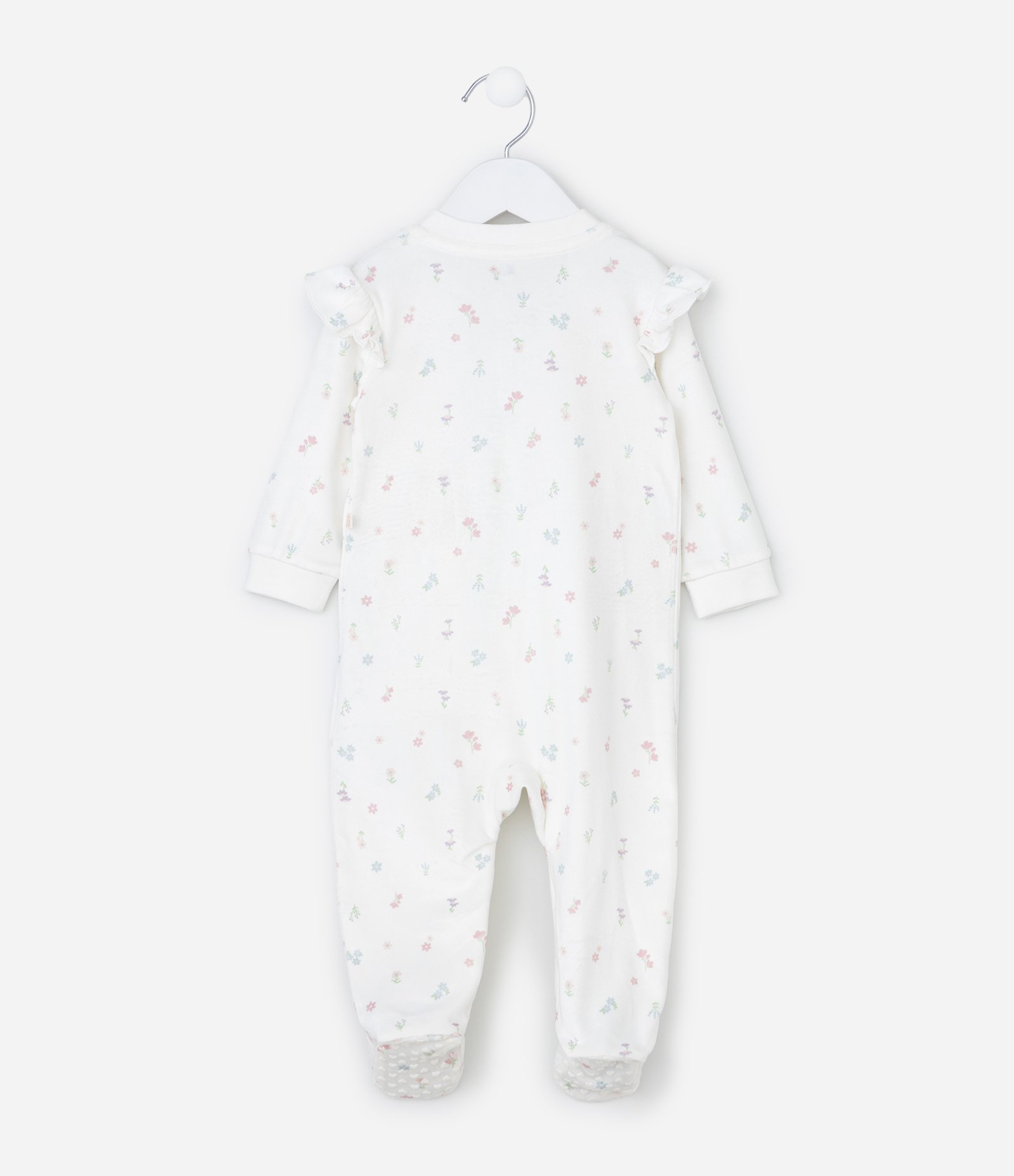 Macacão Infantil em Plush com Estampa Floral Liberty - Tam 0 a 18 Meses Branco 3
