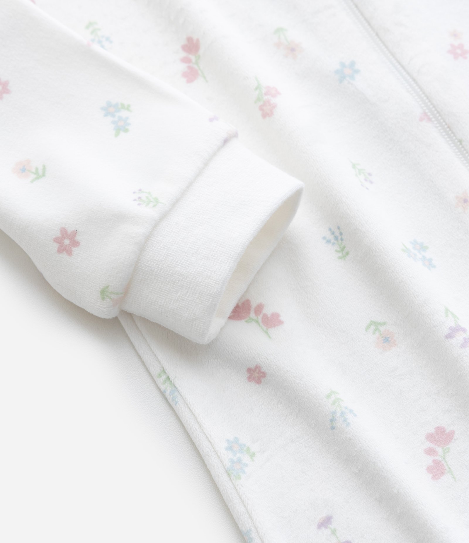 Macacão Infantil em Plush com Estampa Floral Liberty - Tam 0 a 18 Meses Branco 6