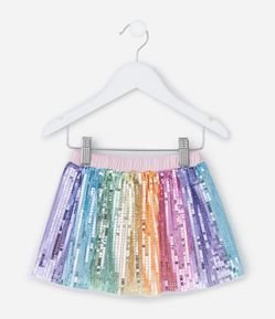 Saia Infantil em Paetês com Estampa de Arco Íris - Tam 1 a 6 Anos