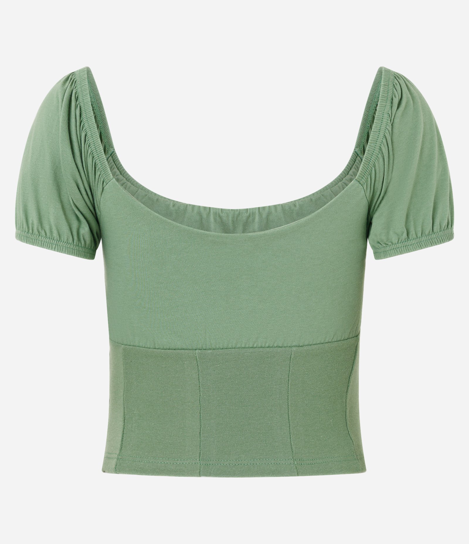 Blusa em Algodão com Manga Bufante e Decote Aberto Verde Olivia 6