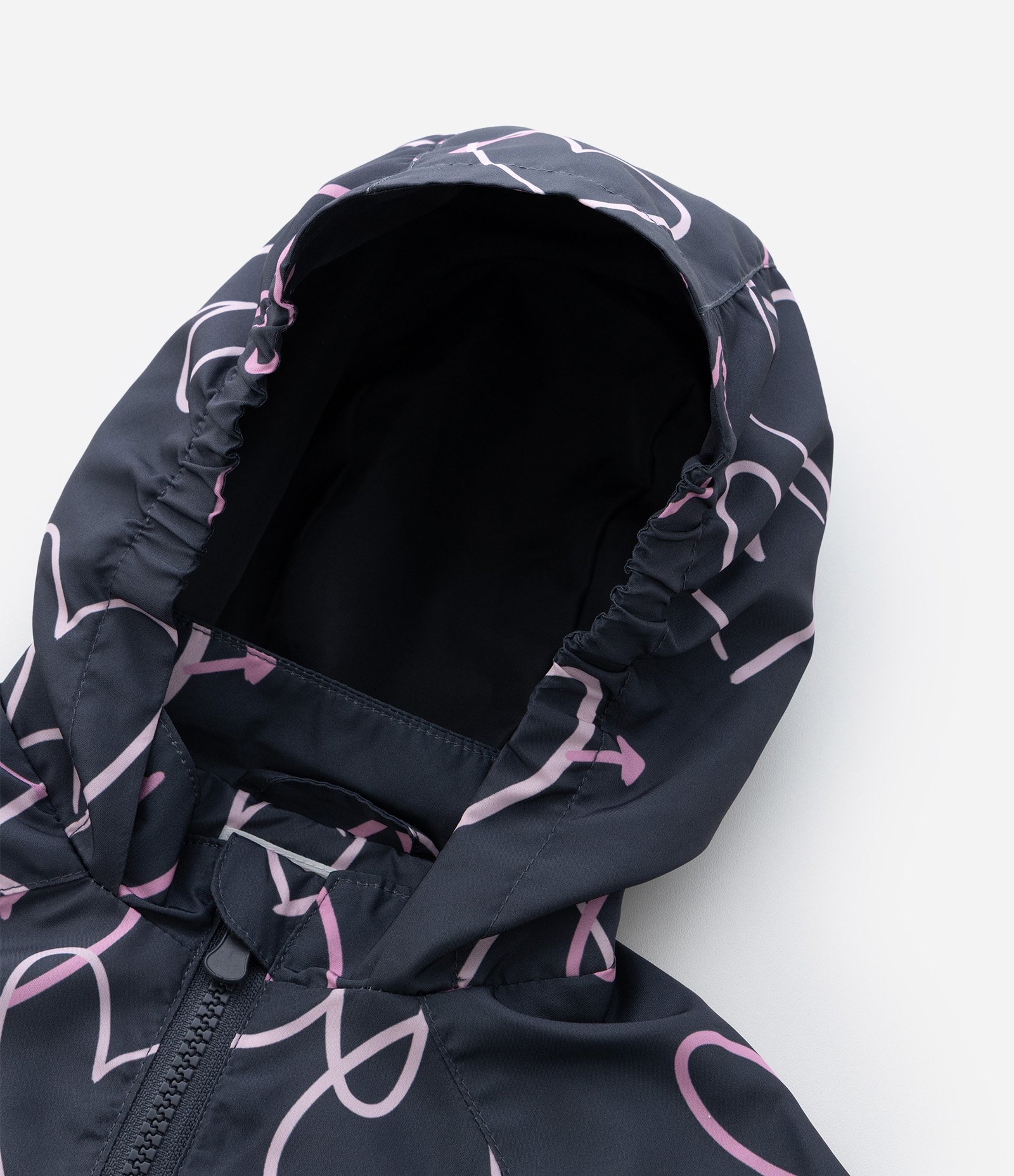 Jaqueta Infantil Corta-Vento com Estampa de Corações – Tam 1 a 5/6 Anos Cinza Escuro 5