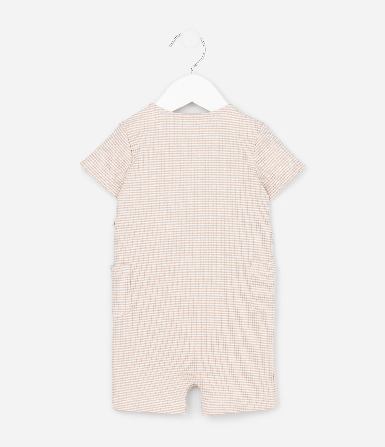 Macaquinho Infantil Canelado com Bordado de Gatinho – Tam 0 a 18 Meses Bege Claro 2