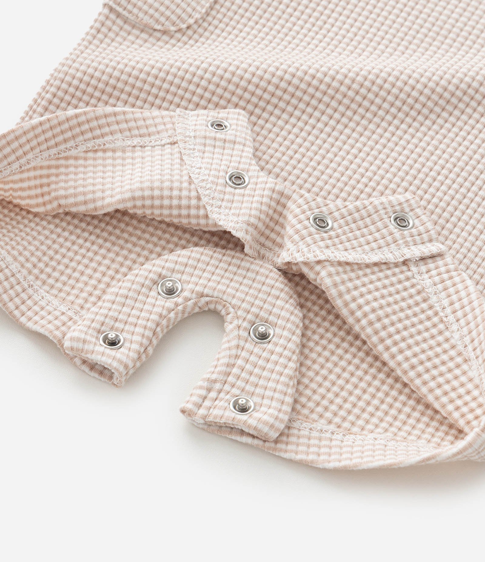 Macaquinho Infantil Canelado com Bordado de Gatinho – Tam 0 a 18 Meses Bege Claro 7