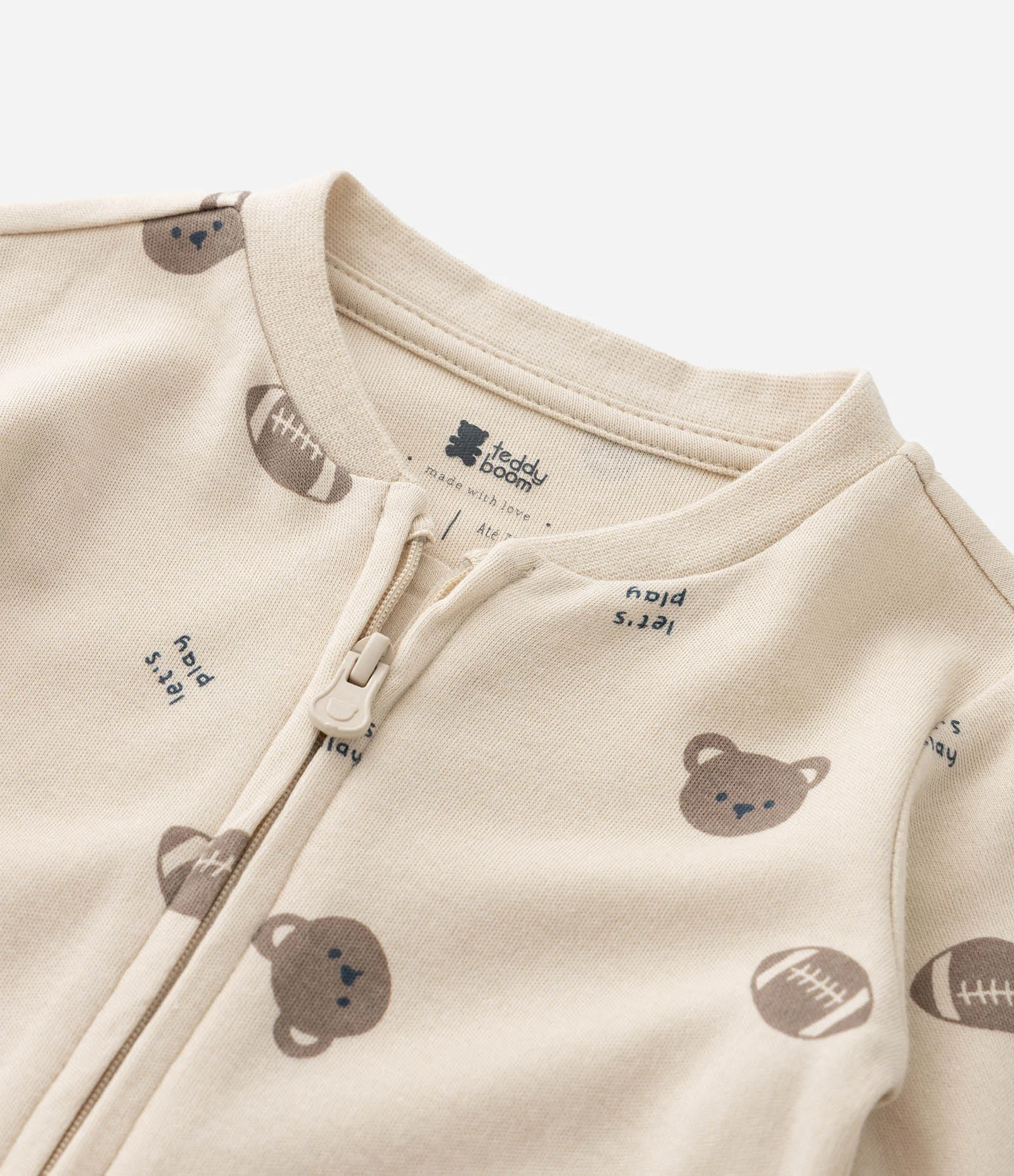 Macacão Infantil Manga Longa com Bordado no Bumbum – Tam RN a 24 Meses Bege Claro 8