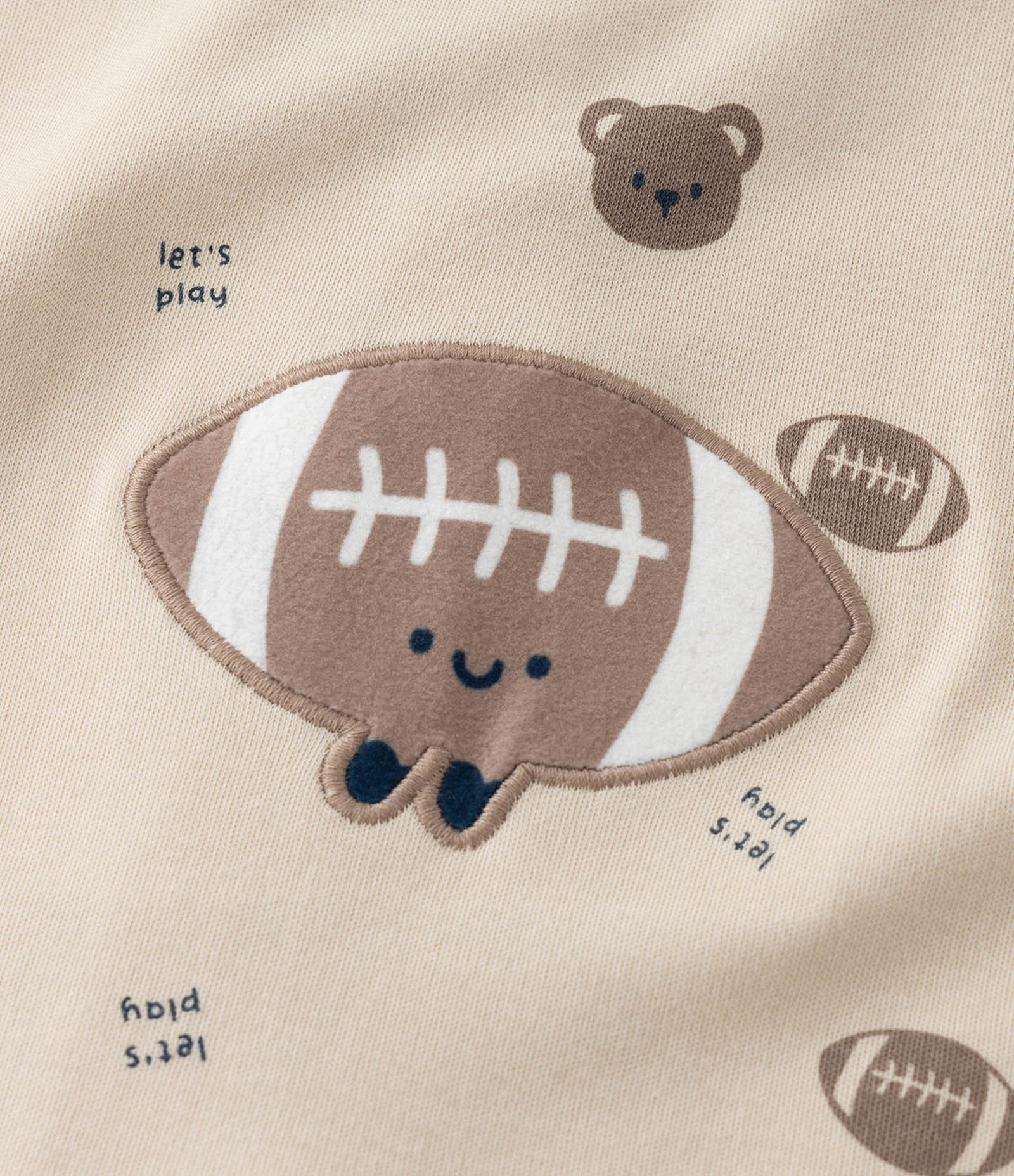 Macacão Infantil Manga Longa com Bordado no Bumbum – Tam RN a 24 Meses Bege Claro 9