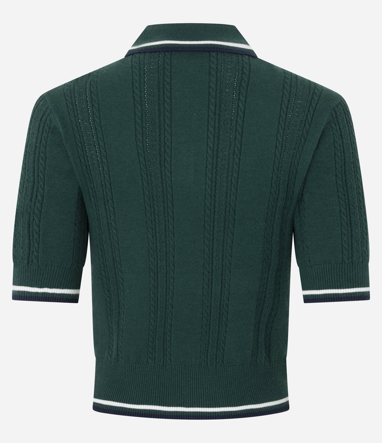 Blusa Polo em Tricô com Mix de Pontos e Listras Contrastantes Verde 6