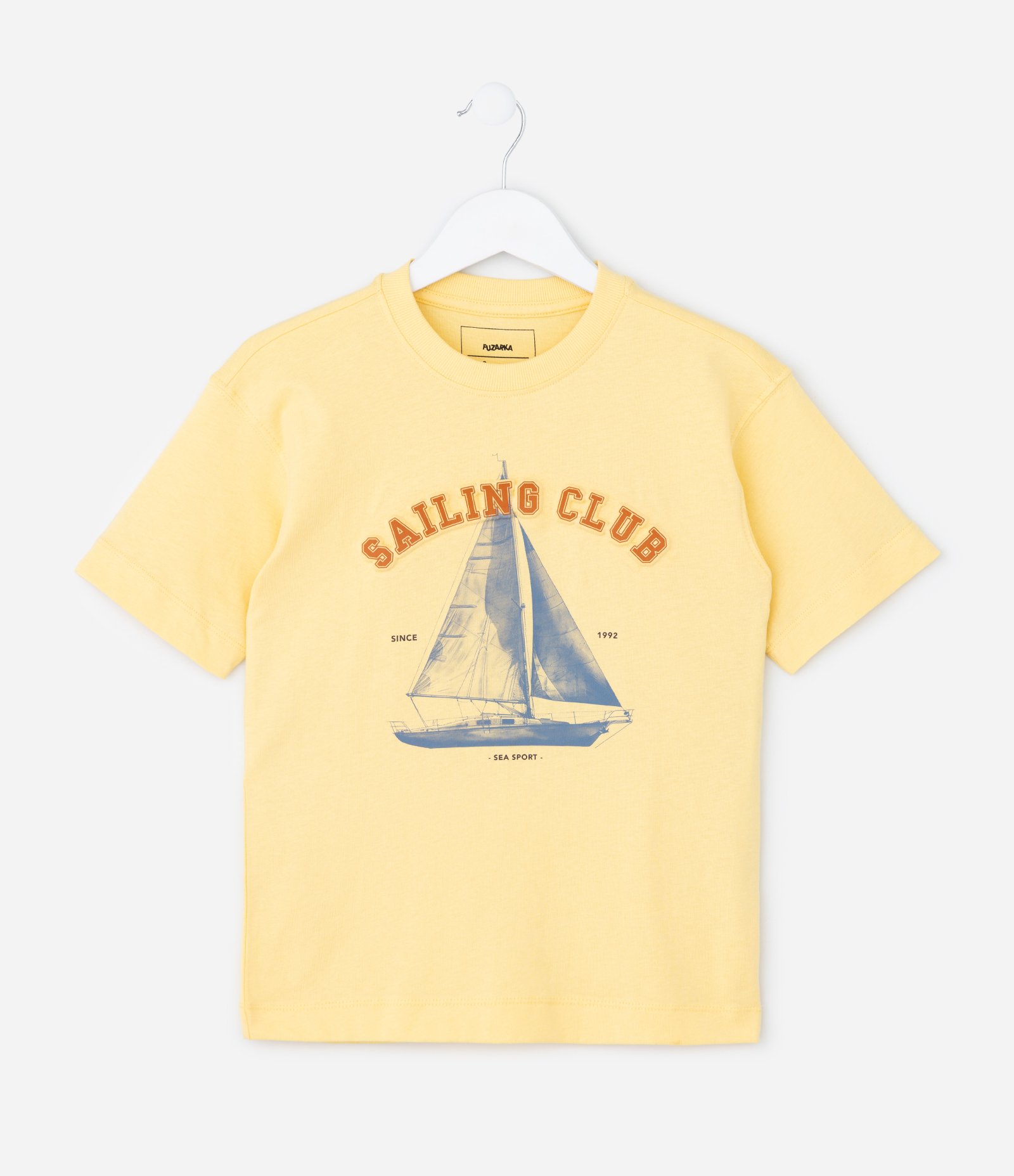 Camiseta Infantil Regular com Estampa de Barco Sailing Club - Tam 5 a 14 Anos Amarelo 1