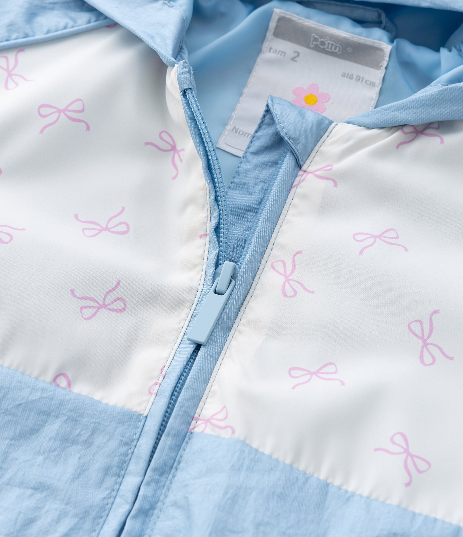 Jaqueta Quebra Vento Infantil com Capuz - Tam 1 A 6 Anos Azul 7