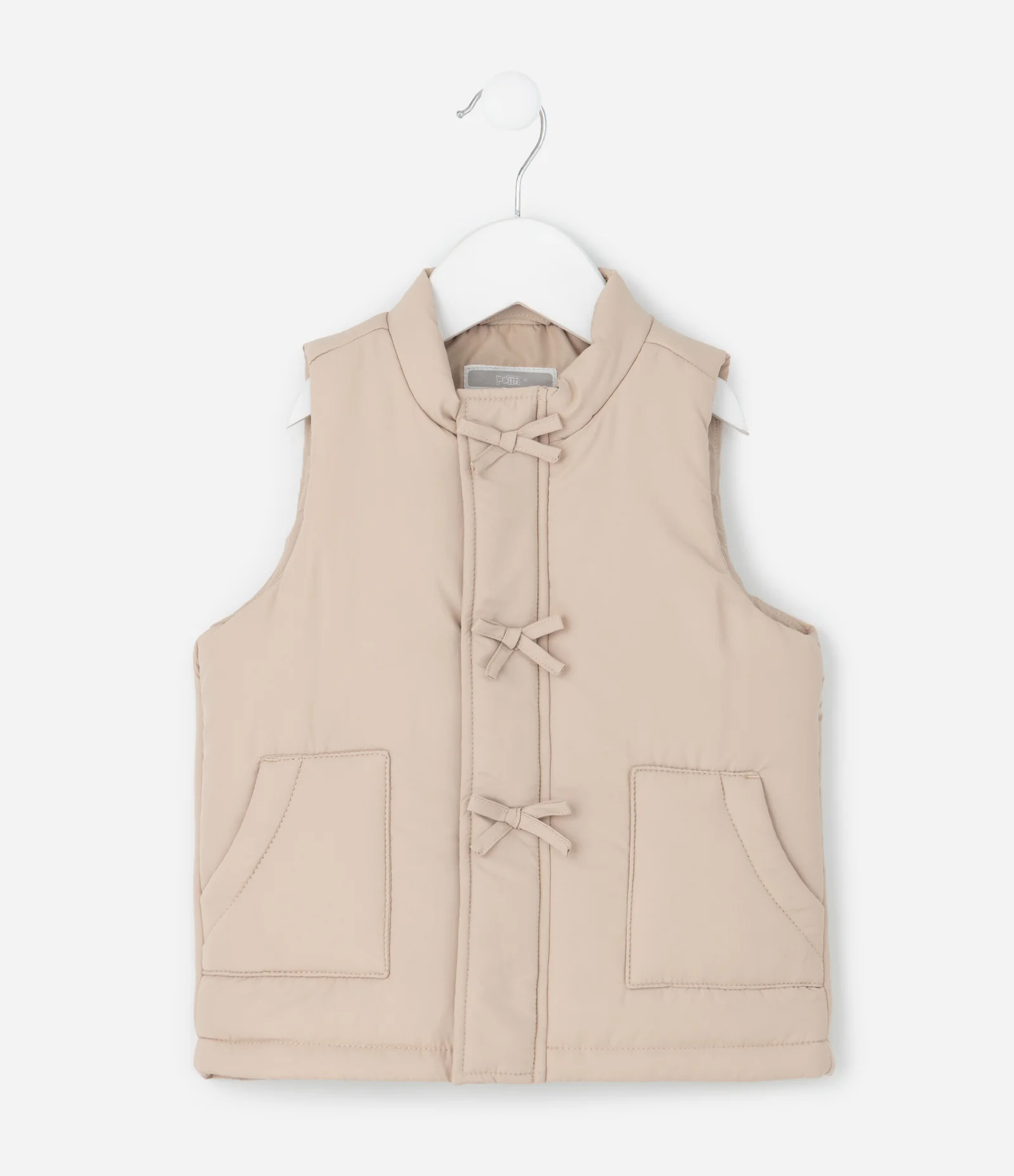 Colete Infantil com Laços Frontais – Tam 1 a 5/6 Anos Bege Claro 1