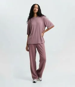 Camiseta Oversized em Microfibra com Manga Curta