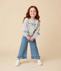 Suéter Infantil em Efeito Tricô com Laços Entrelaçados – Tam 1 a 5/6 Anos