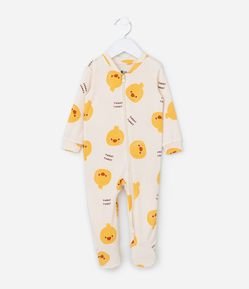 Macaquinho Infantil em Tricô com Estampa de Pintinho – Tam RN a 18 Meses