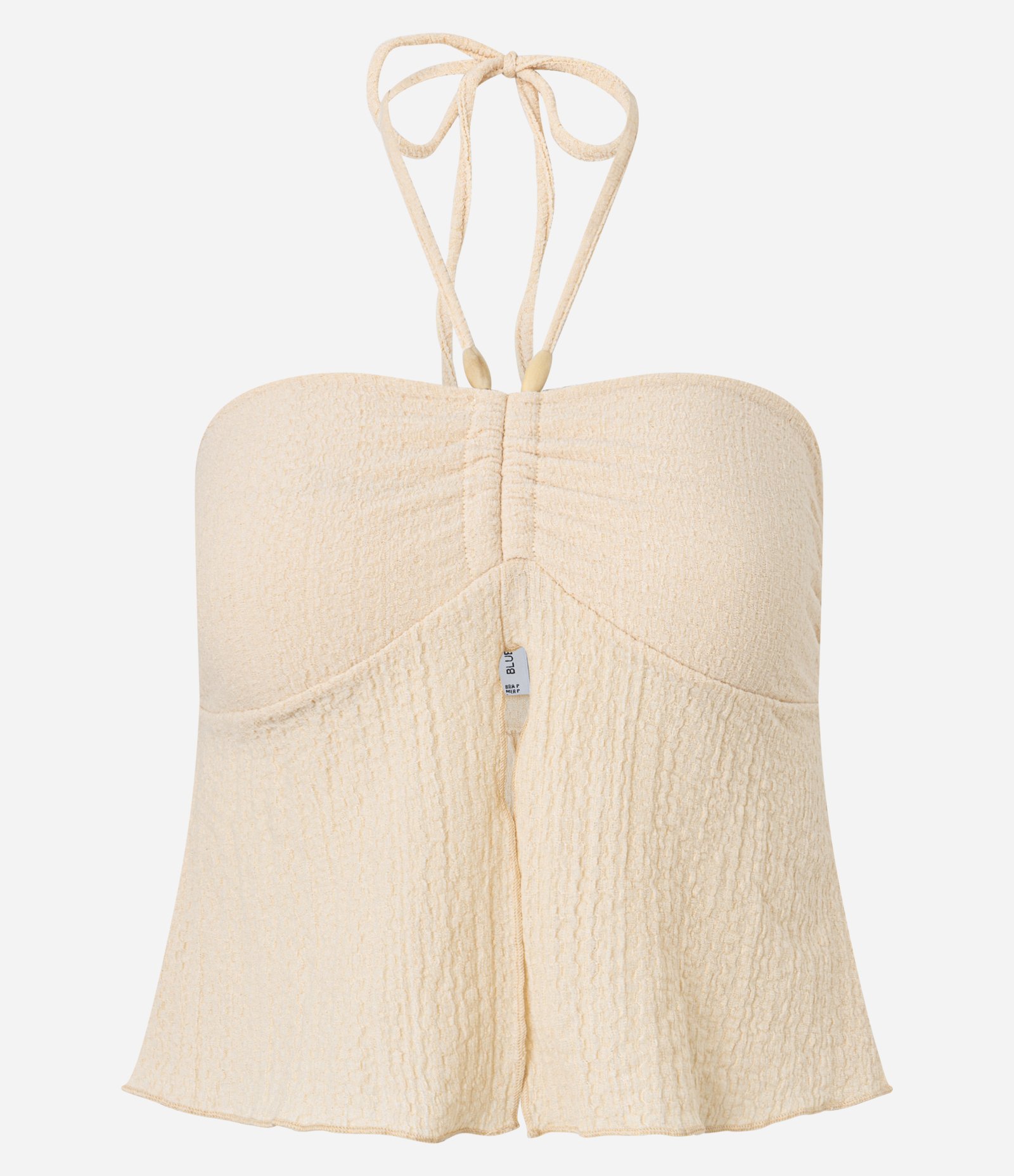 Blusa Frente Única com Textura e Fendinha Frontal Bege 6
