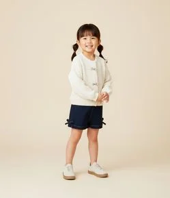 Cardigan Infantil em Tricô com Laços em Strass – Tam 1 a 5/6 Anos
