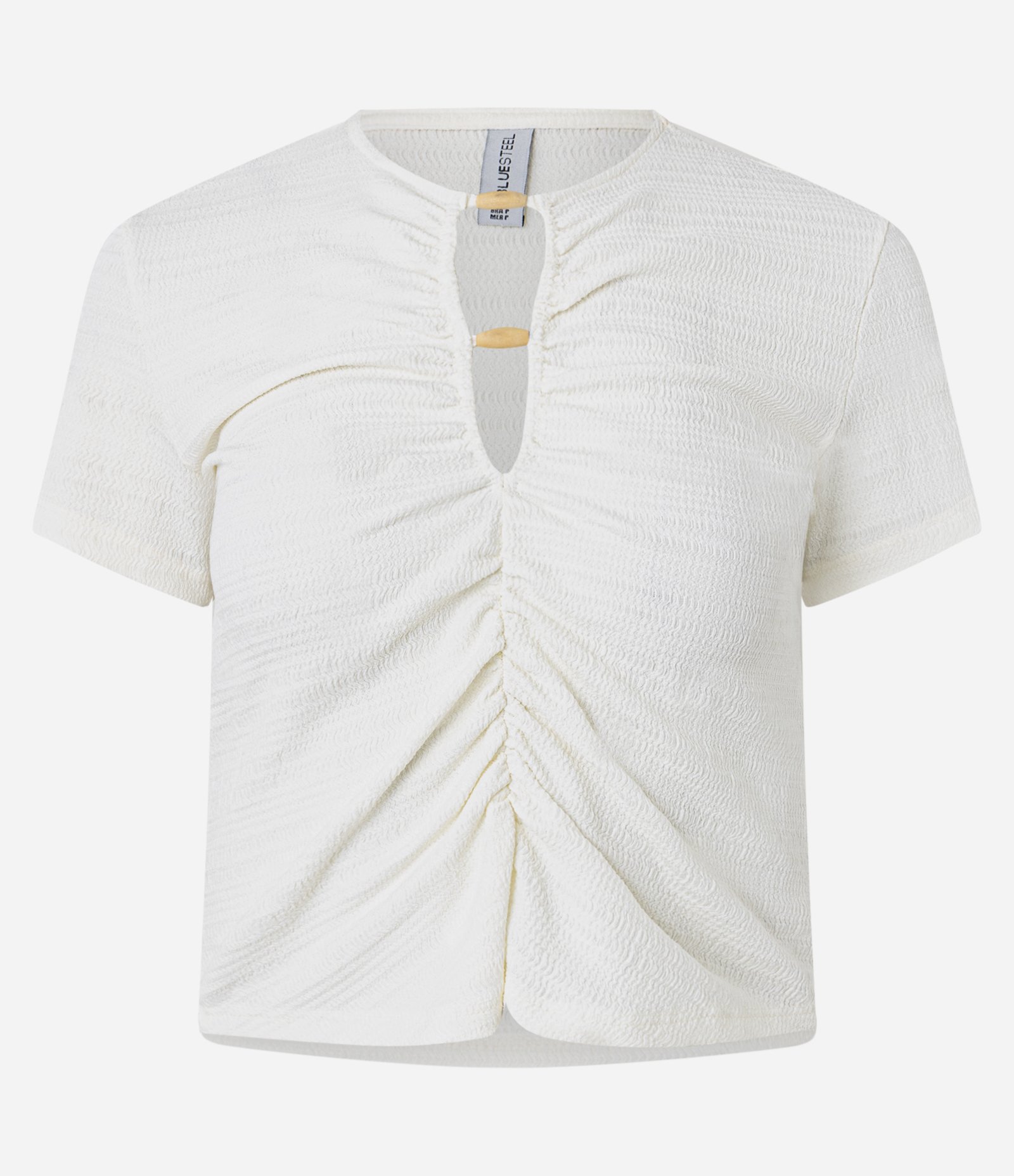 Blusa com Decote Franzido com Aviamento e Textura Branco 4