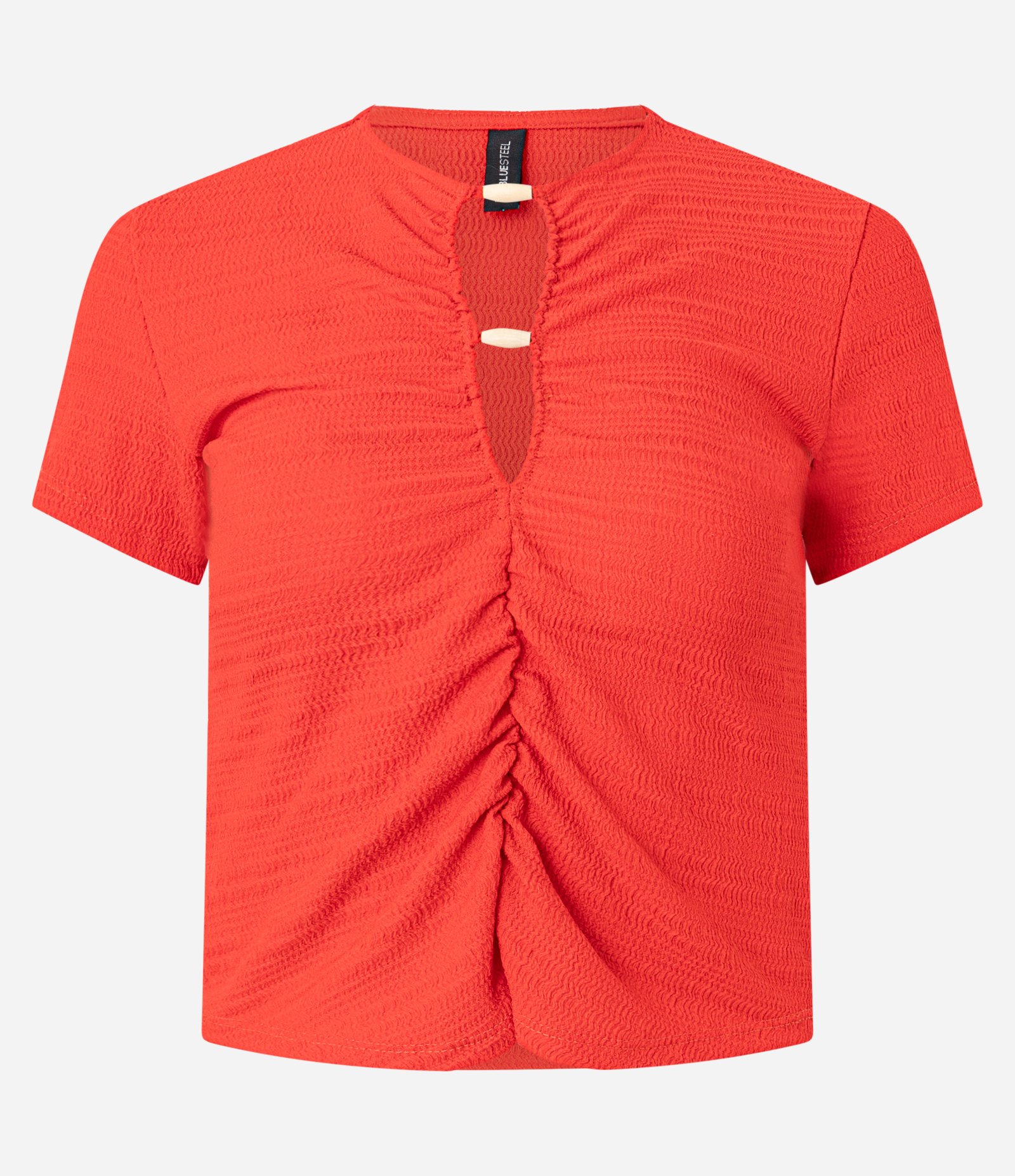 Blusa com Decote Franzido com Aviamento e Textura Vermelho 4