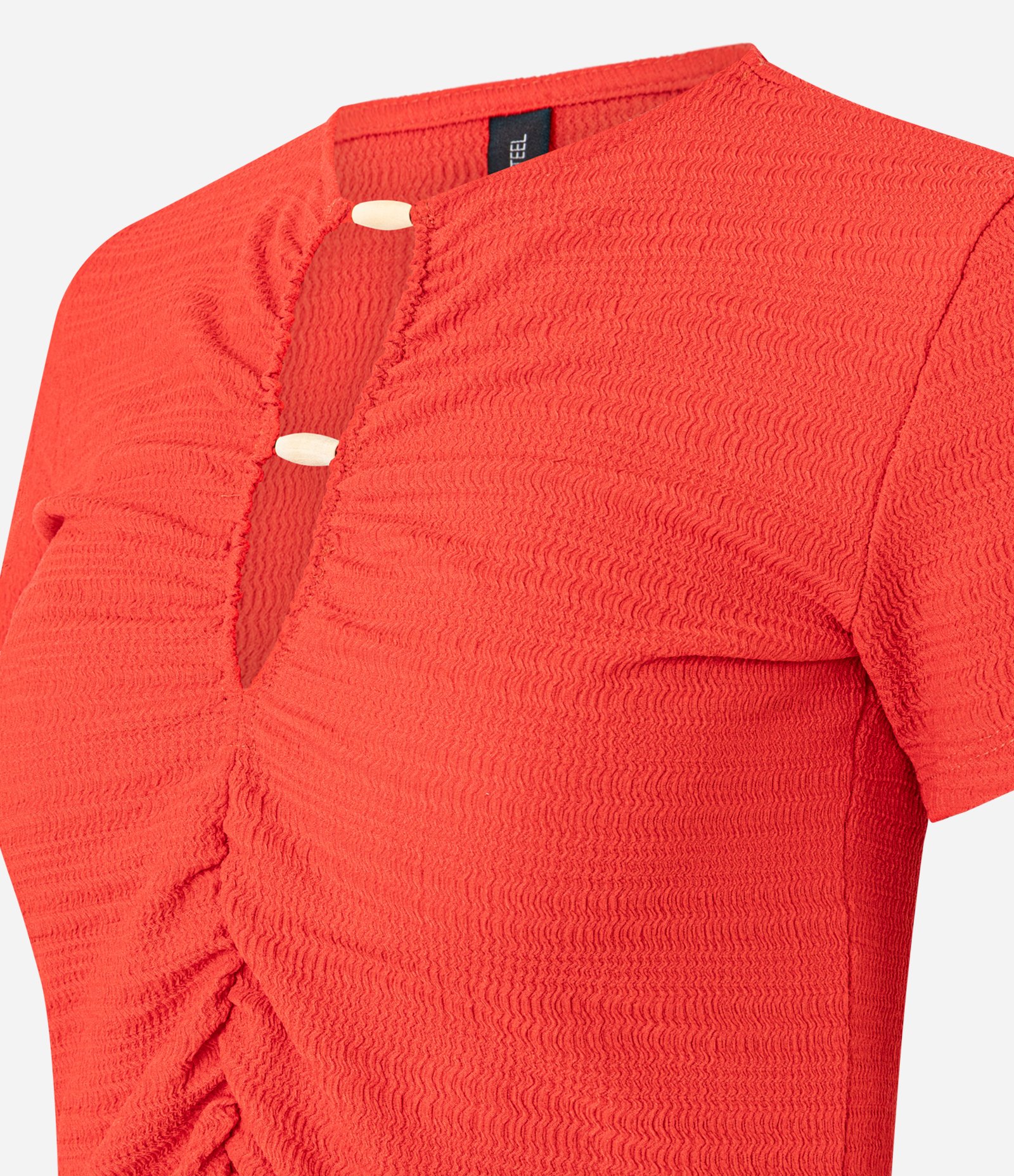 Blusa com Decote Franzido com Aviamento e Textura Vermelho 5