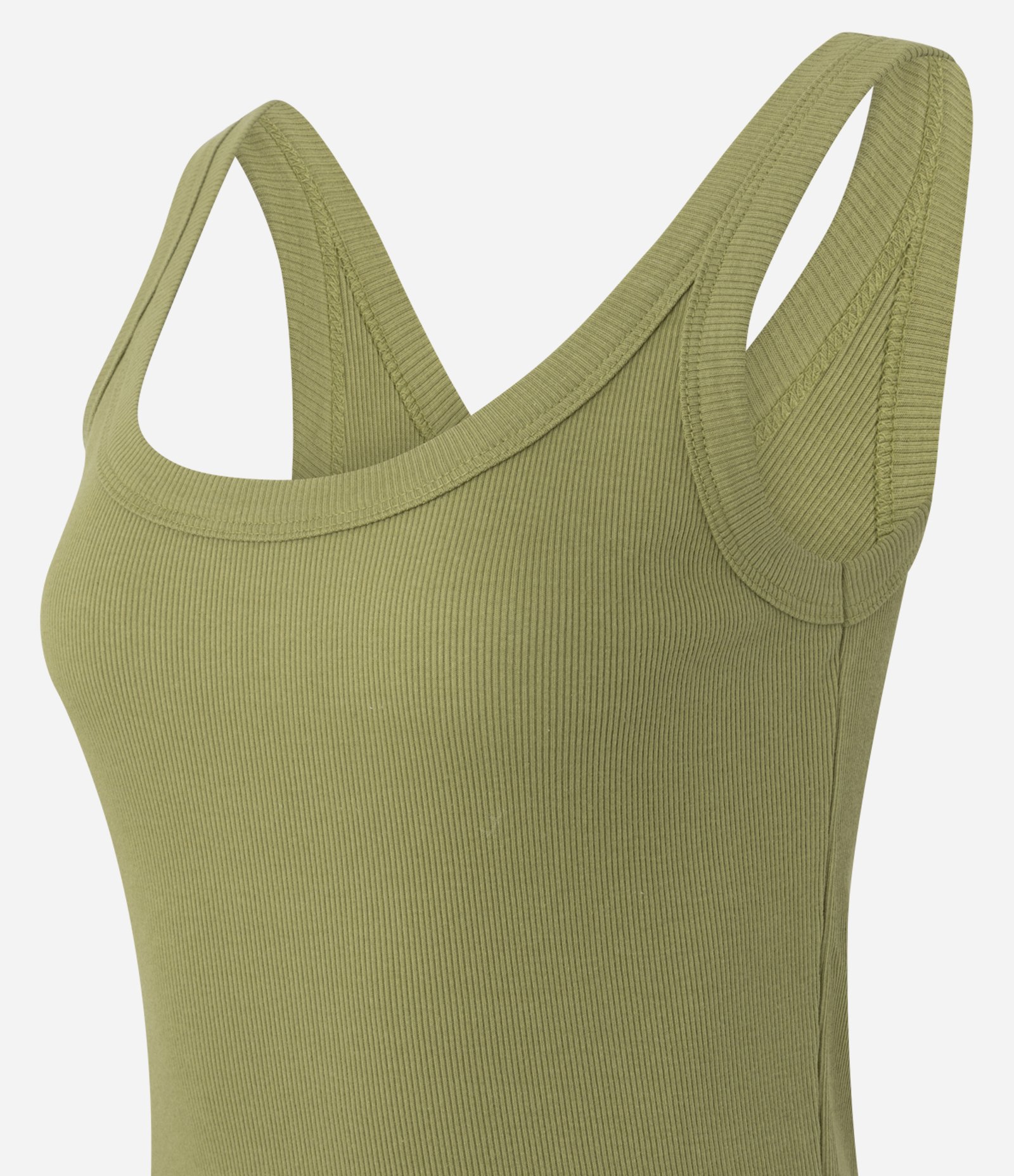 Blusa Regata em Ribana com Decote U Verde 2