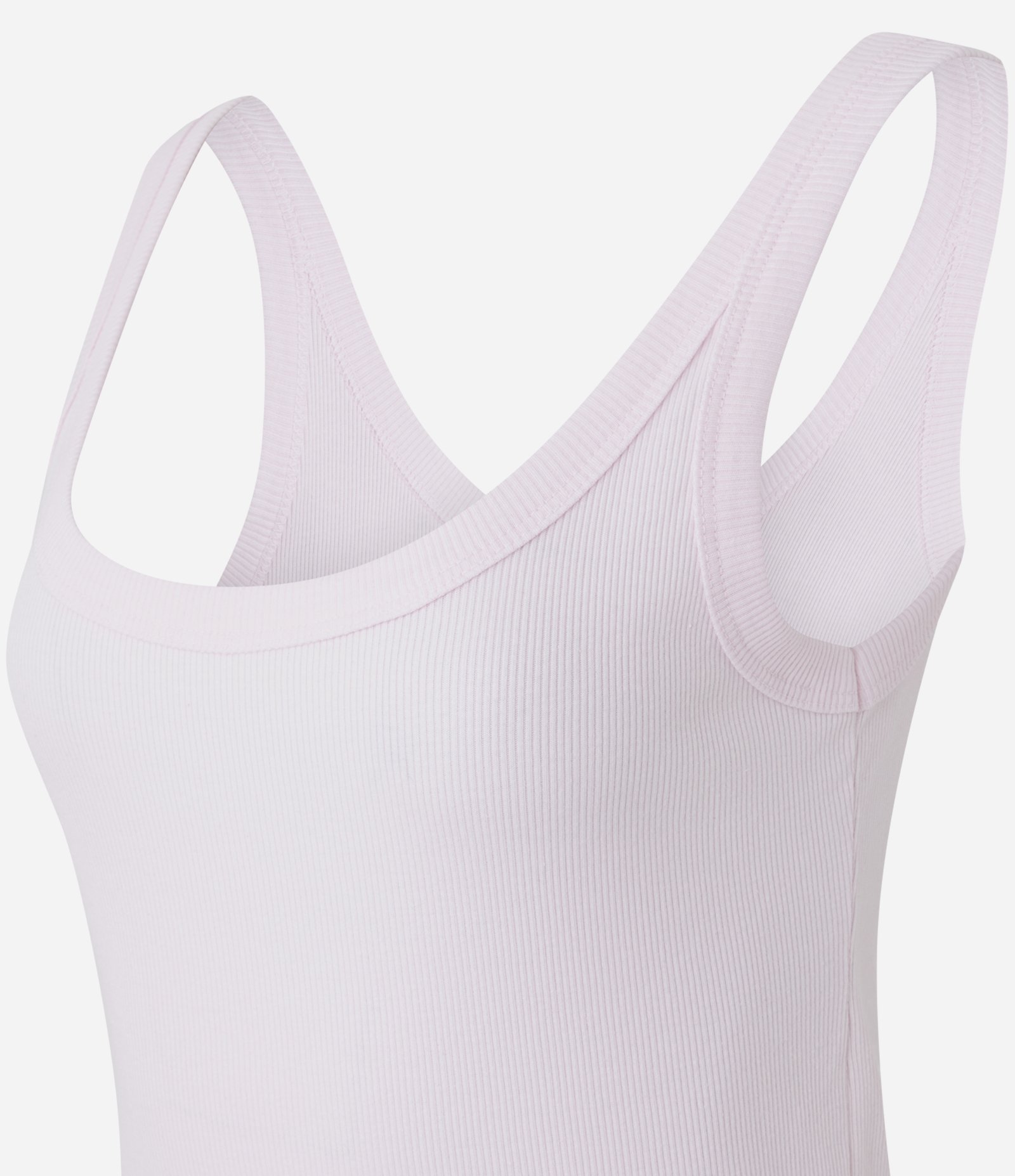 Blusa Regata em Ribana com Decote U Rosa Pastel 2