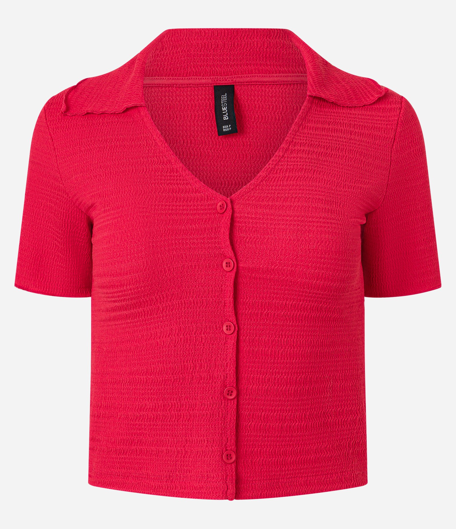 Blusa Polo com Textura e Abotoamento Frontal Vermelho 4