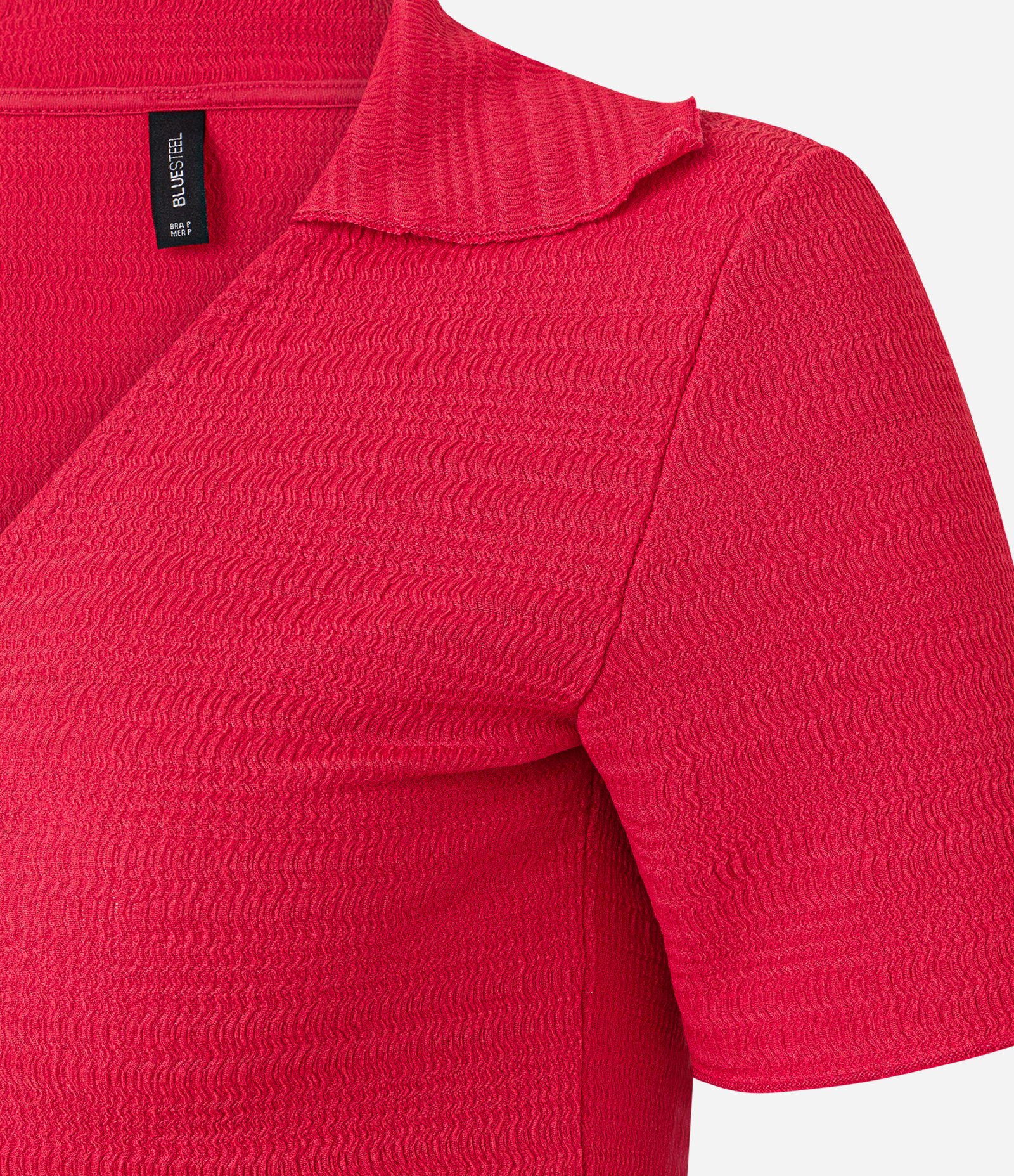 Blusa Polo com Textura e Abotoamento Frontal Vermelho 6