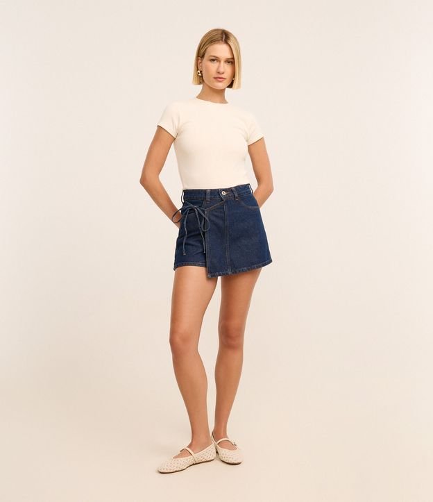 Short Saia em Jeans com Amarração
