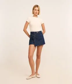 Short Saia em Jeans com Amarração