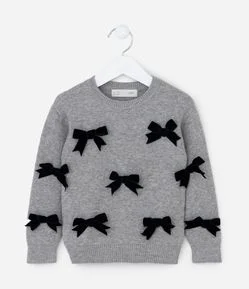 Suéter Infantil com Laços Aplicados – Tam 1 a 5/6