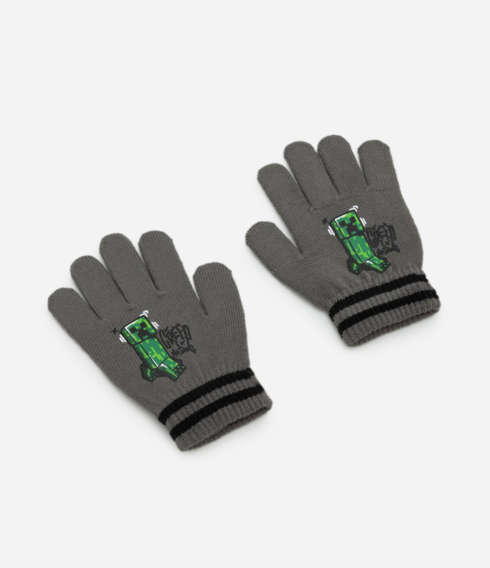 Luva Infantil em Tricô com Estampa Minecraft – Tam 3/4 a 9/12 Cinza 1