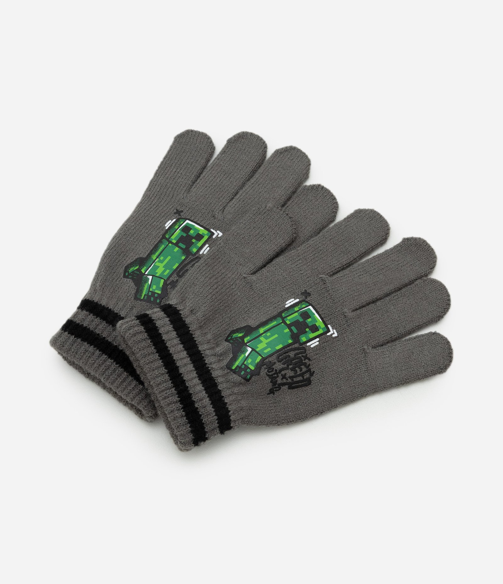 Luva Infantil em Tricô com Estampa Minecraft – Tam 3/4 a 9/12 Cinza 4