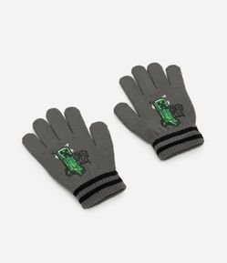 Luva Infantil em Tricô com Estampa Minecraft – Tam 3/4 a 9/12