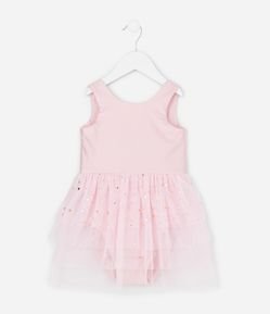 Vestido Infantil Sem Manga com Saia de Tule Bailarina – Tam 1 a 5/6 Anos